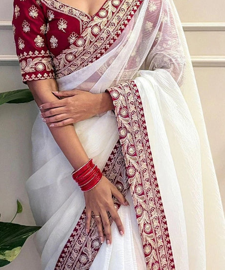 Banarasi Crush Saree, Jari Weave Crush With Sequence Work Sari & Blouse