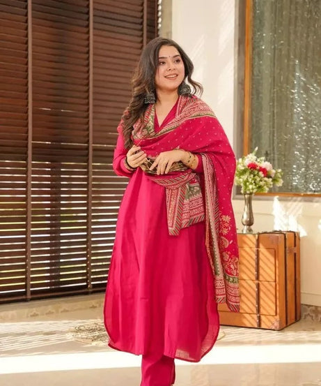 Faux Georgette Kurti Pant Duppata Set For Women's