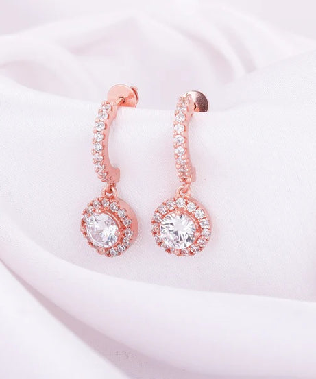 Rose Gold Zircon Drizzle Drop Earrings