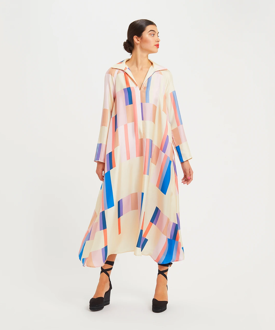 French Crepe Kaftan - Elegant Maxi Dress for Women's
