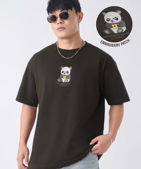 Caffeine Panda Oversized T-Shirts