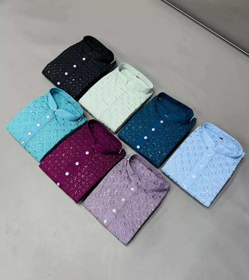 Bollywood Classic Full Stitched Rayon Kurta Pajama Set For Men's