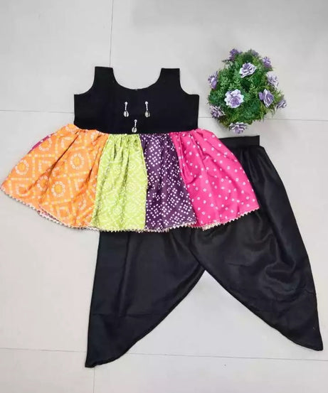 REYON BANDHEJ PRINT WITH HAND WORK PEPLUM TOP ATTACHED WITH FLARED DHOTI