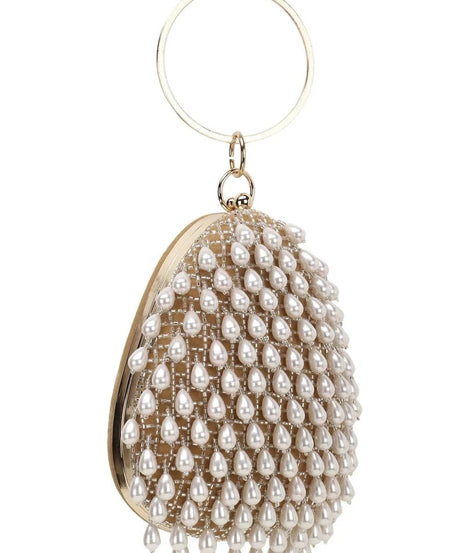 Dangle Velvet Pearl Embellished Clutch