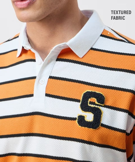 Popcorn Stripes Varsity Blaze Men Rugby Polos T-shirt