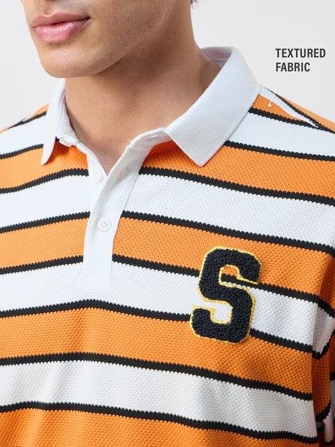 Popcorn Stripes Varsity Blaze Men Rugby Polos T-shirt