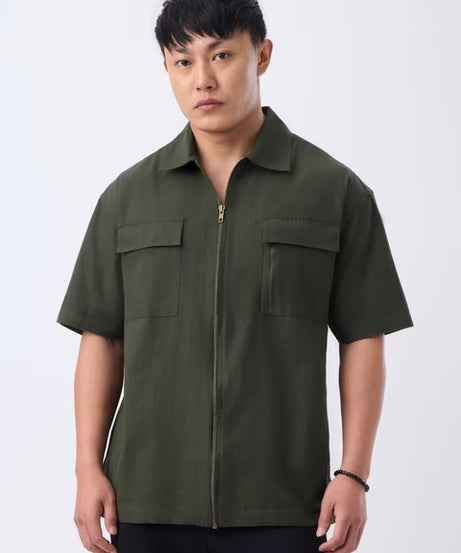 Zipper Shirt Desert Sage Oversized Shirts