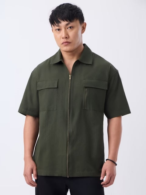 Zipper Shirt Desert Sage Oversized Shirts