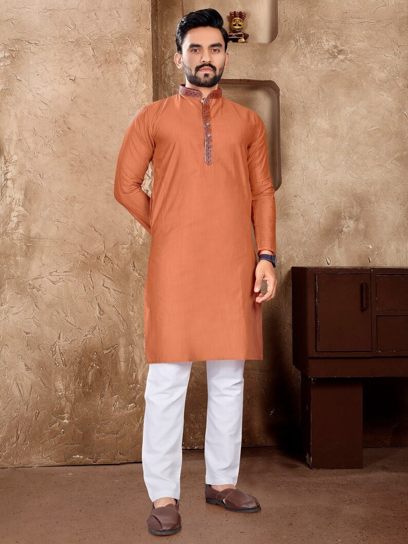 Men's Linen Silk kurta Pajama Set