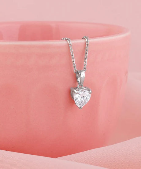 Anushka Sharma Silver Solitaire Heart Pendant with Link Chain