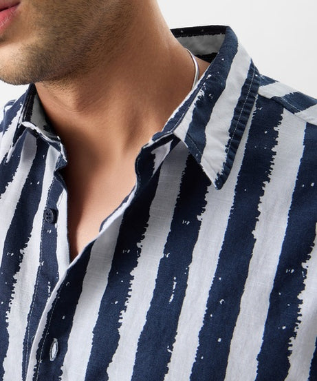 Stripes Midnight Blue Holiday Shirts