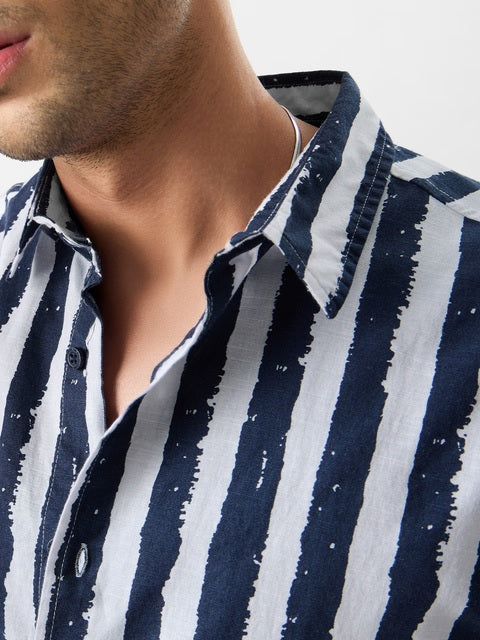 Stripes Midnight Blue Holiday Shirts