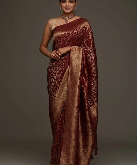 Traditional Wear Banarasi Soft Silk Saree , Designer Sari & Blouse