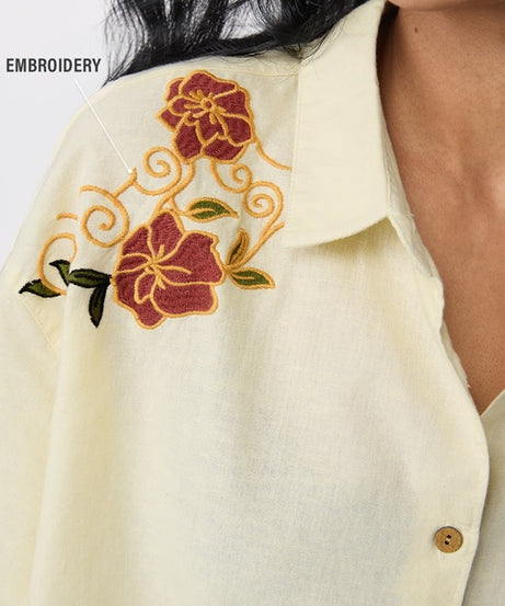 Cotton Linen  Dragon Women Boyfriend Shirts