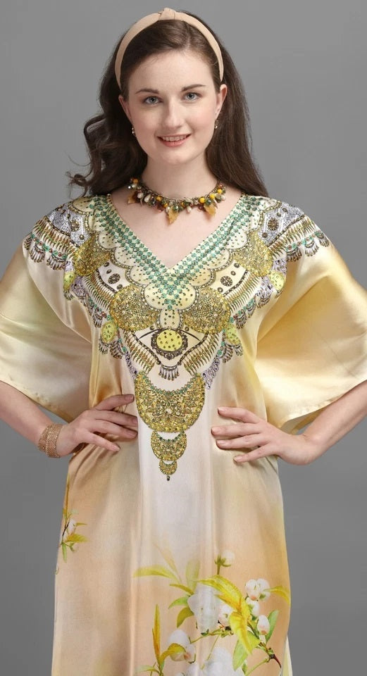 Ladies Long Kaftan Maxi Style Dresses for Women in Regular to Free Size Cover up