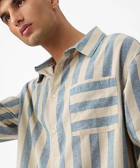 Cotton Linen Stripes Coastal Shirts