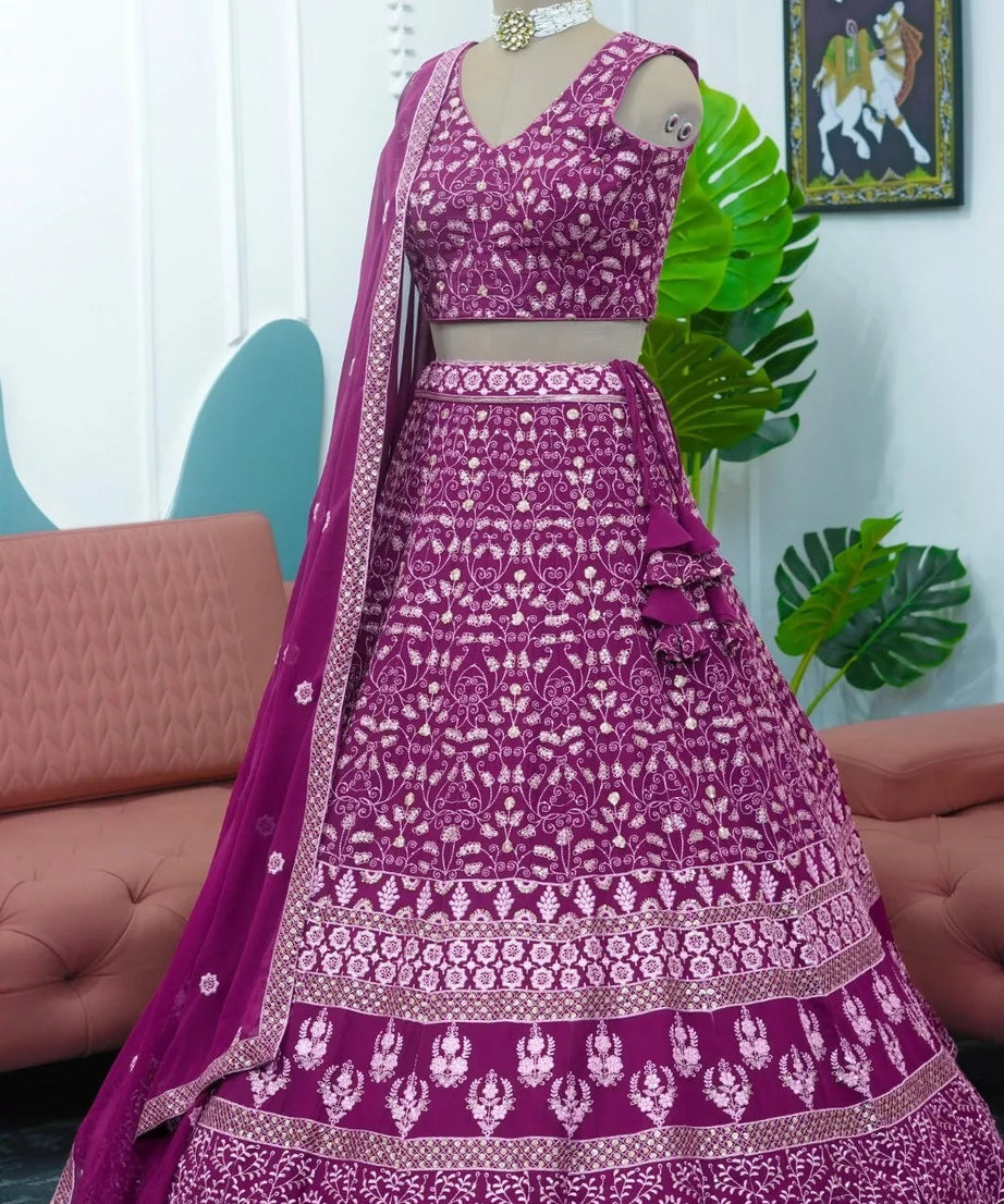 Georgette With Thread Sequence Work  Lehenga Blouse & Dupatta