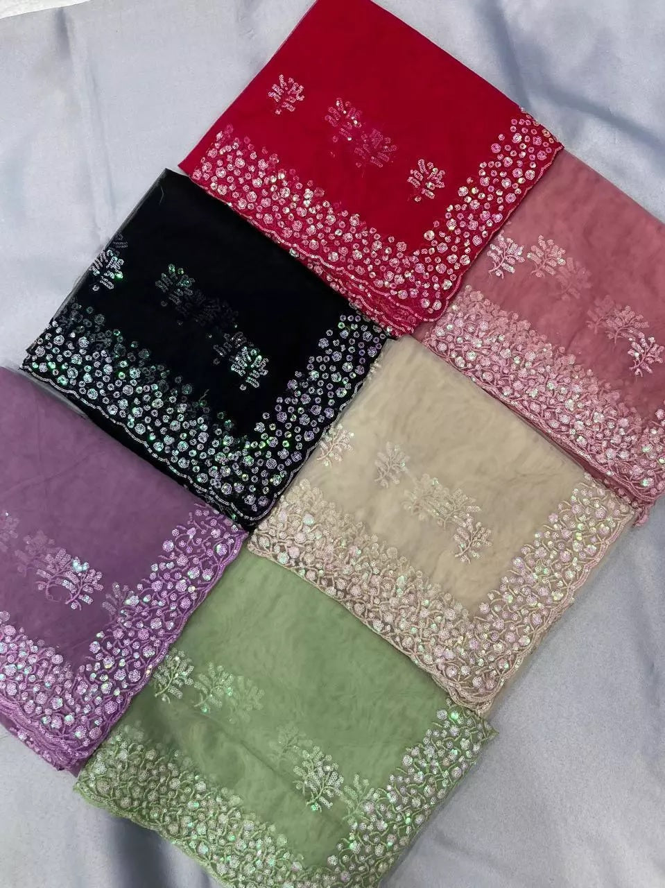 Soft Net  3MM Sequence Embroidery Work Saree & Blouse