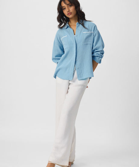Textured Shirt  Aqua Women Boyfriend Shirts