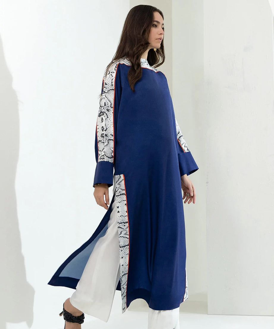 Blue Flowy Viscose Rayon Kaftan  Lounge & Resort Wear Women's Caftan