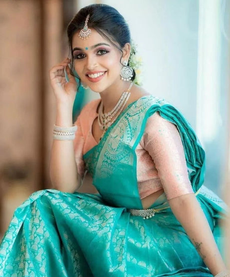 Soft Lichi Silk Beautiful Rich Pallu & Jacquard Work Saree With Blouse