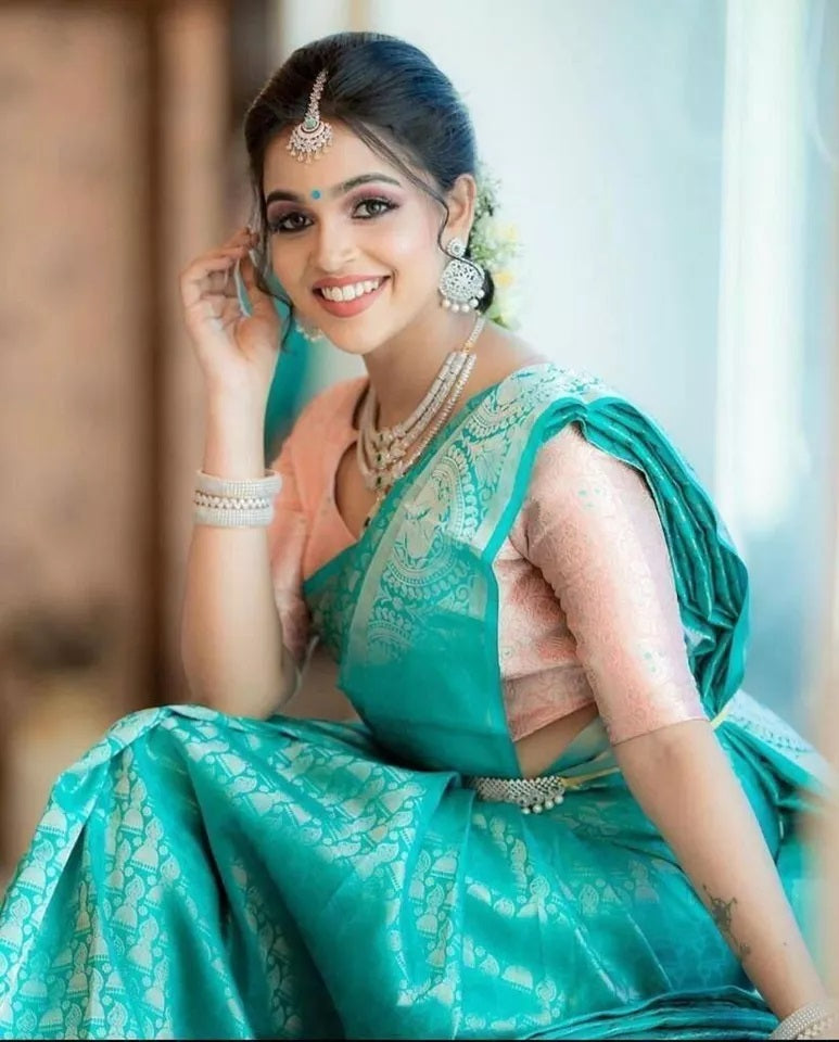 Soft Lichi Silk Beautiful Rich Pallu & Jacquard Work Saree With Blouse