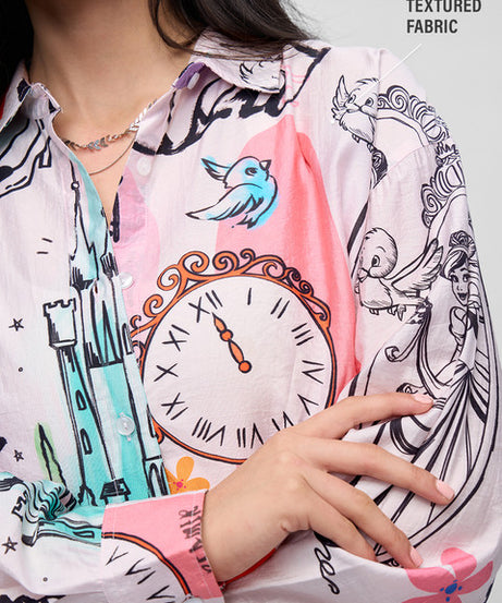 Textured Cinderella Women Boyfriend Shirts