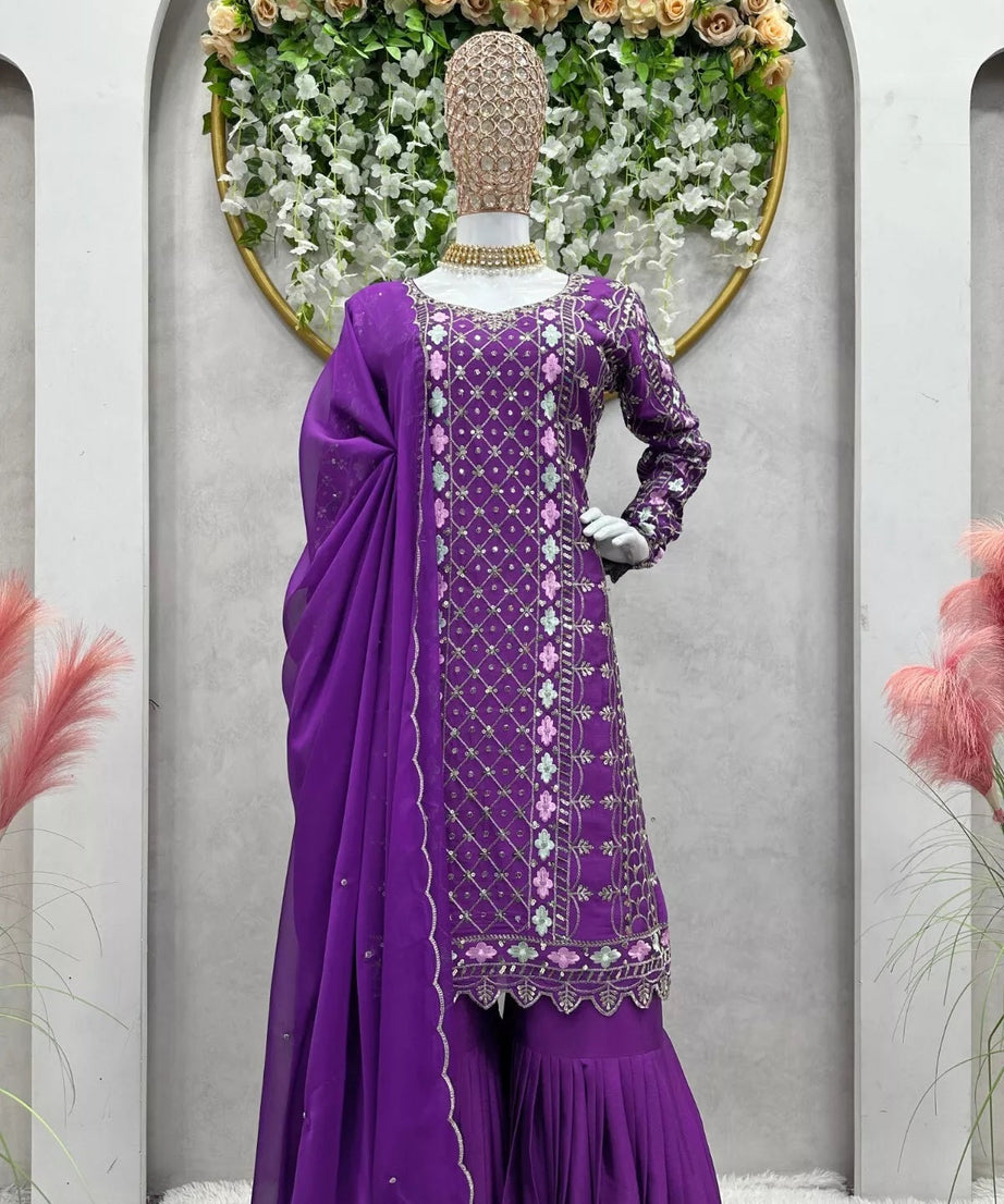 Chinon Silk & Sequence Work Salwar Kameez Dupatta