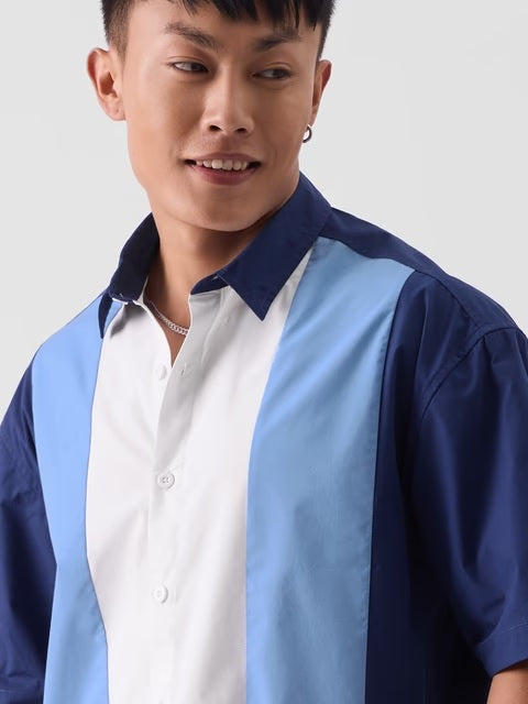 Solids Blue, White Oversized Shirts