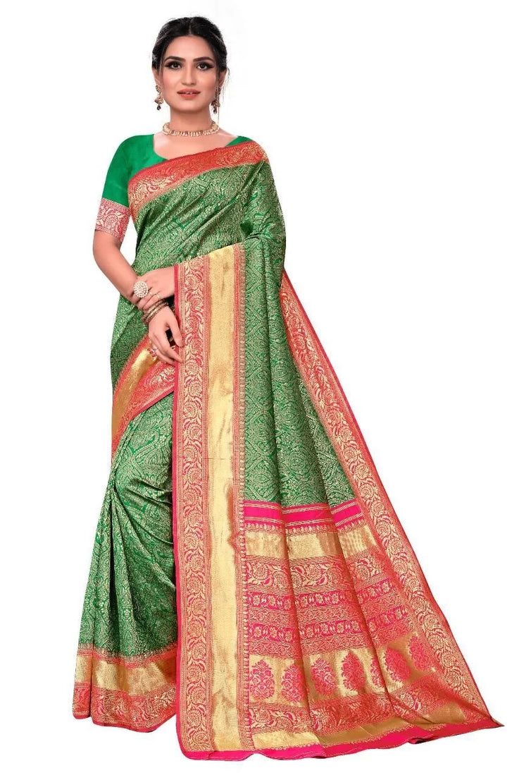 Soft Lichi Silk Saree With Blouse