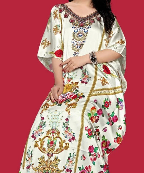 Women's Plus Size Moroccan Print Kaftan Loose Fit Beach Dress