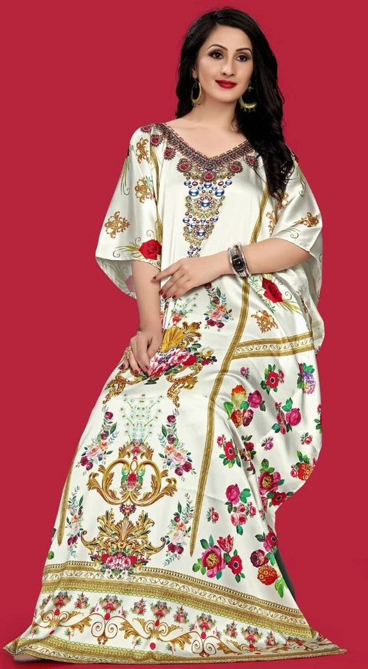 Women's Plus Size Moroccan Print Kaftan Loose Fit Beach Dress