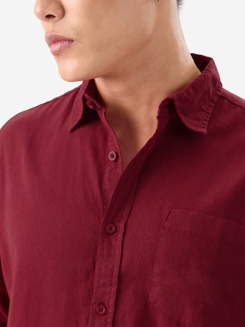 Cotton Linen Red Cotton Linen Shirts