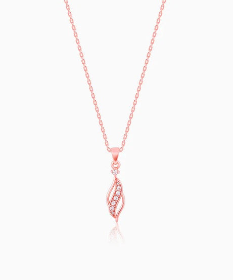 Rose Gold Leaflet Pendant With Link Chain