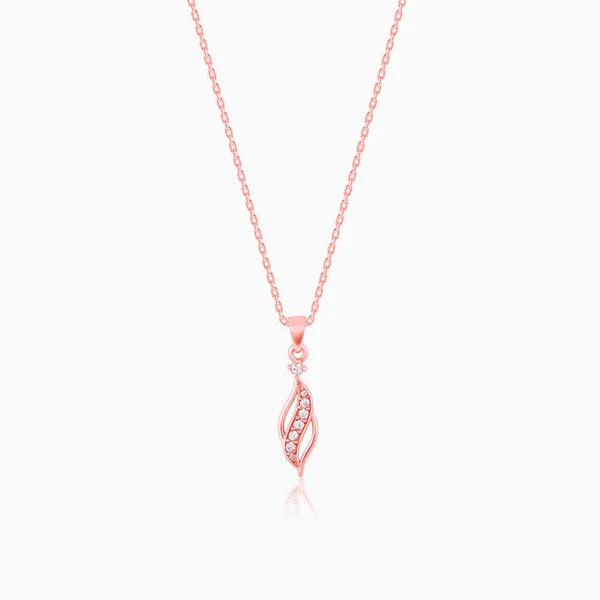 Rose Gold Leaflet Pendant With Link Chain