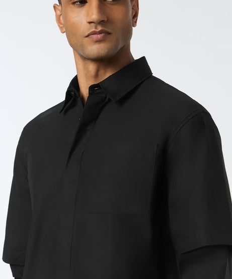 Black Void Men Relaxed Shirts