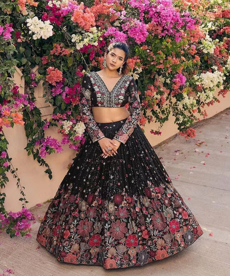 Georgette With Sequence Work  Lehenga Blouse & Dupatta