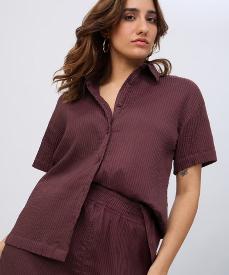 Textured Deep Ember Women Shirts
