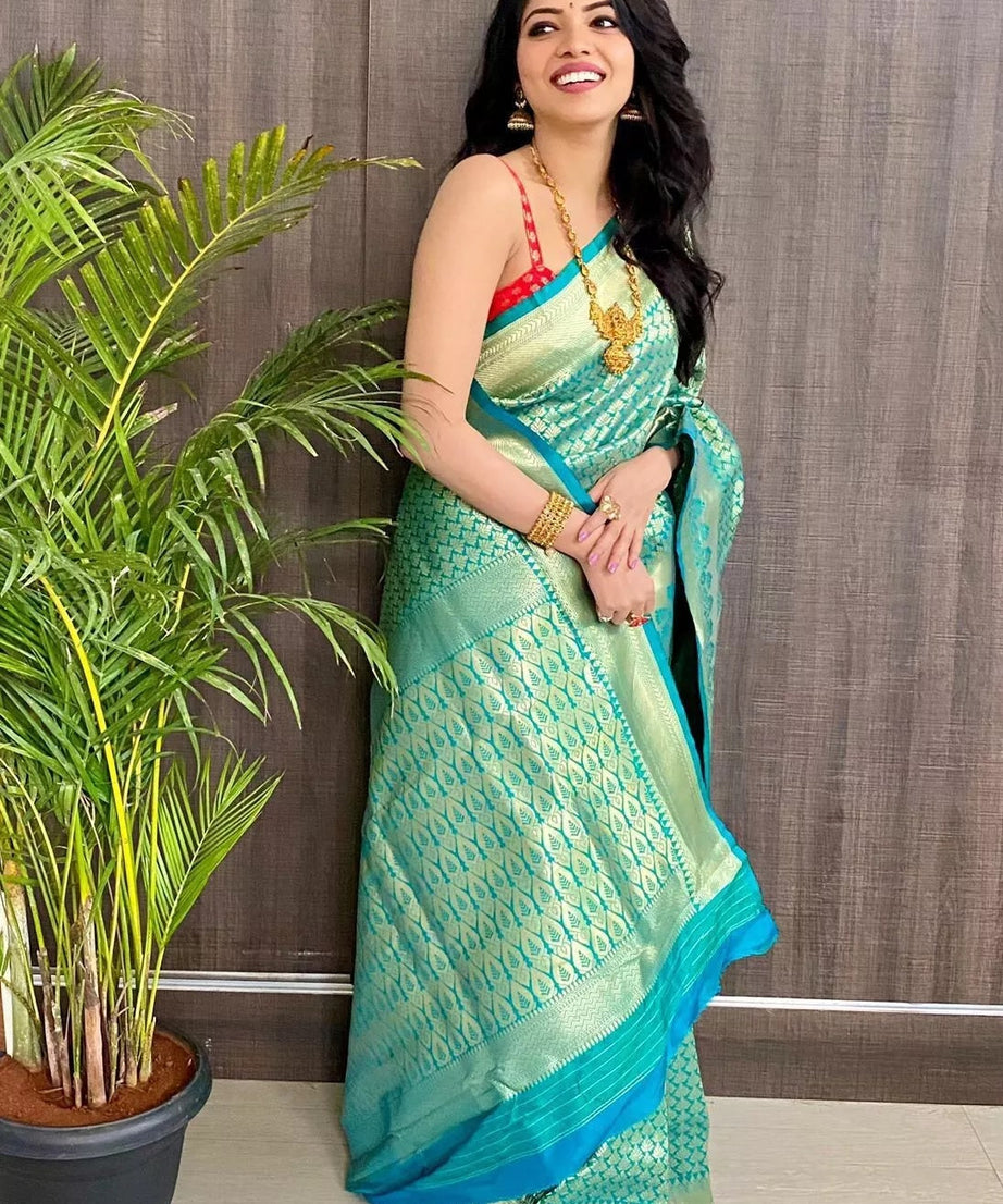 Designer Classic Look Pure Silk Saree, Indian Wedding Sari Blouse