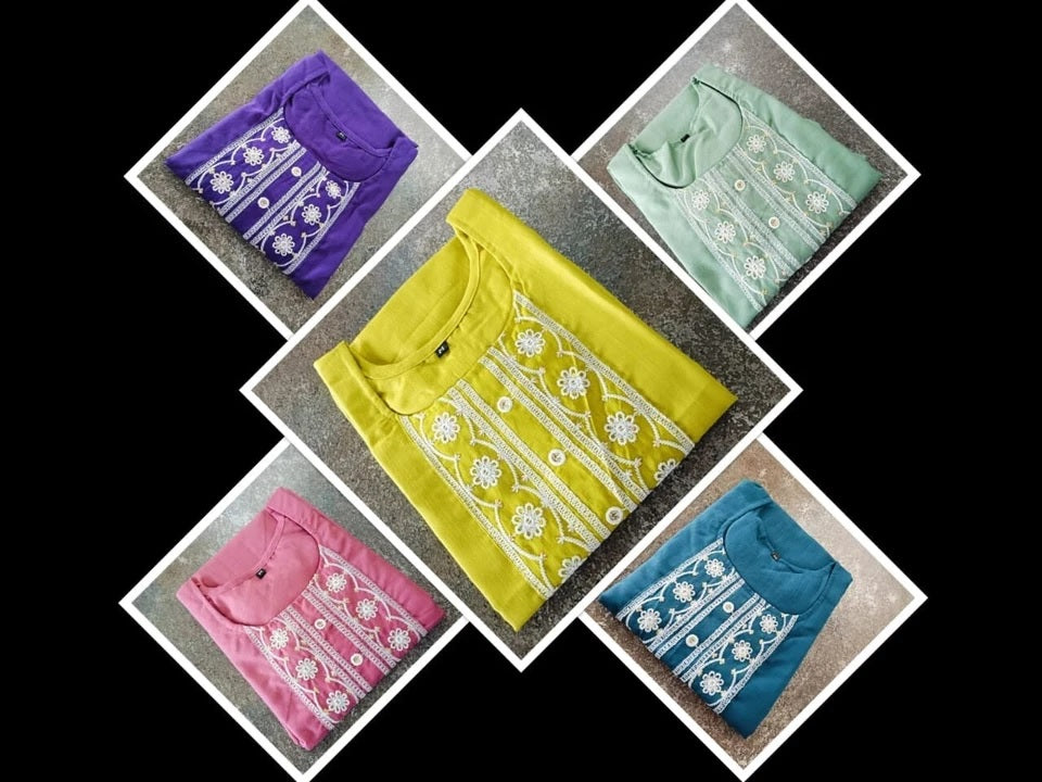 Stylish Rayon Kurti, With Embroidery Sequens Work Short Top Kurti