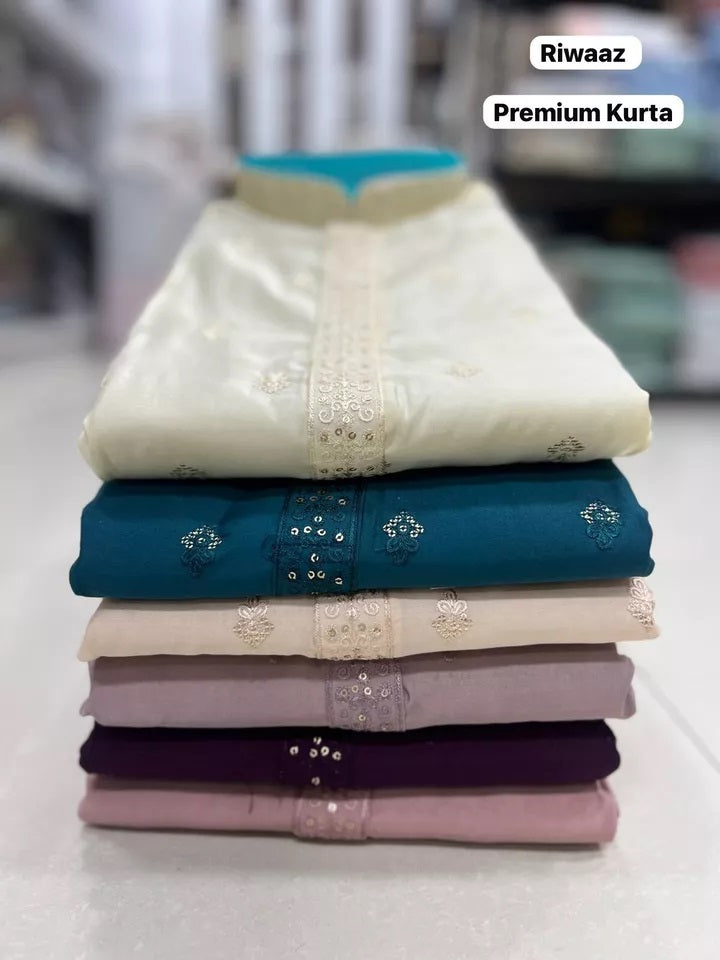 Premium Silk Indian Festival Beautiful Full Stitched Men's Kurta Pajama Set