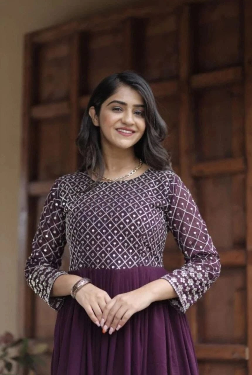 Classic Beautiful Party Wear, Beach Wear Embroidered Long Top Dress