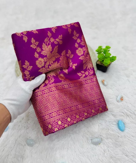 Designer Women's Lichi Silk Saree With Blouse, Traditional Wedding Sari