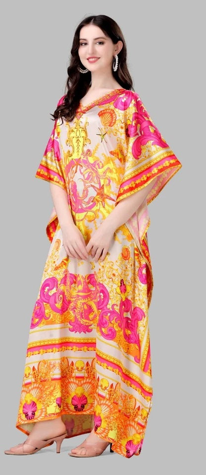 Women's Kaftan Dress Printed Loose Long Maxi Style Dress, Best Gift For Her