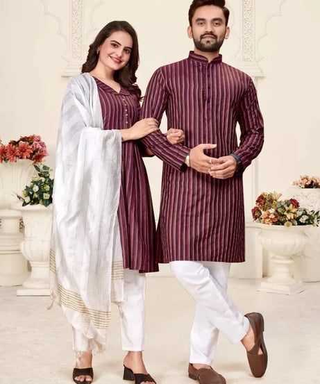 Pure Linen Cotton Couple Combo Set