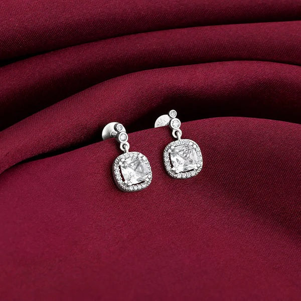 Silver Zircon Halo Earrings