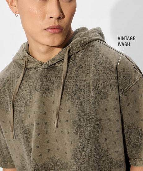 Hooded Olive Paisley Hooded T-Shirts