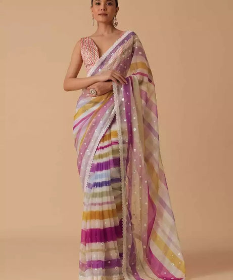 Soft Georgette With Digital Print Saree With Blouse