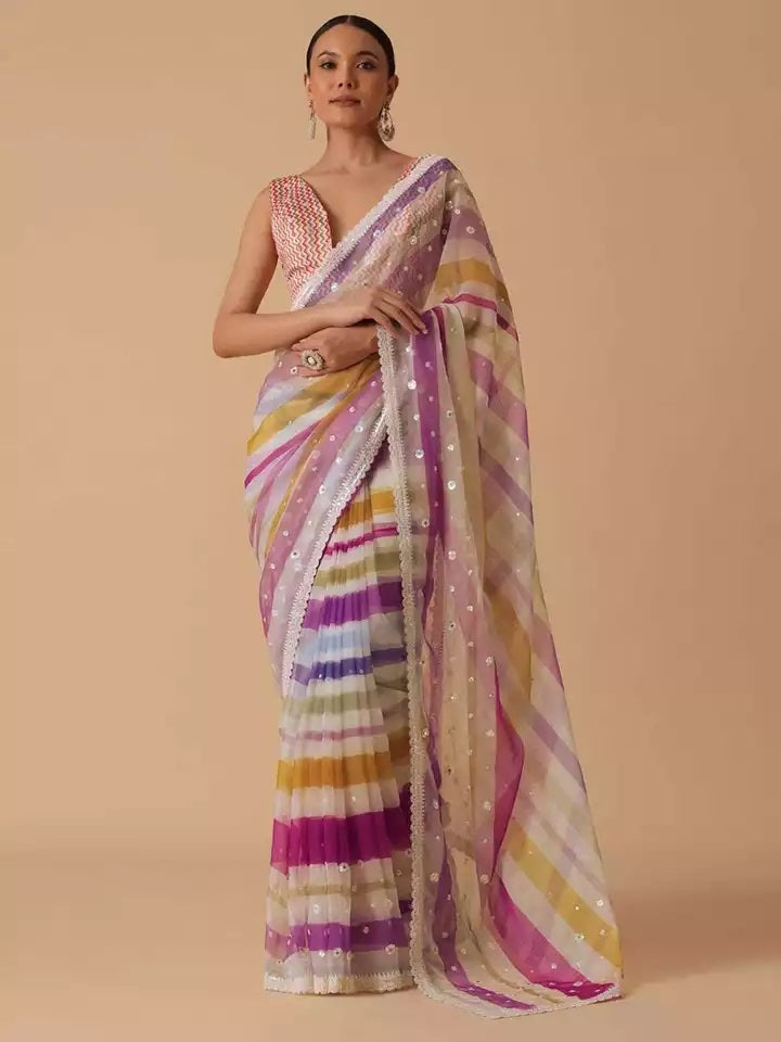 Soft Georgette With Digital Print Saree With Blouse