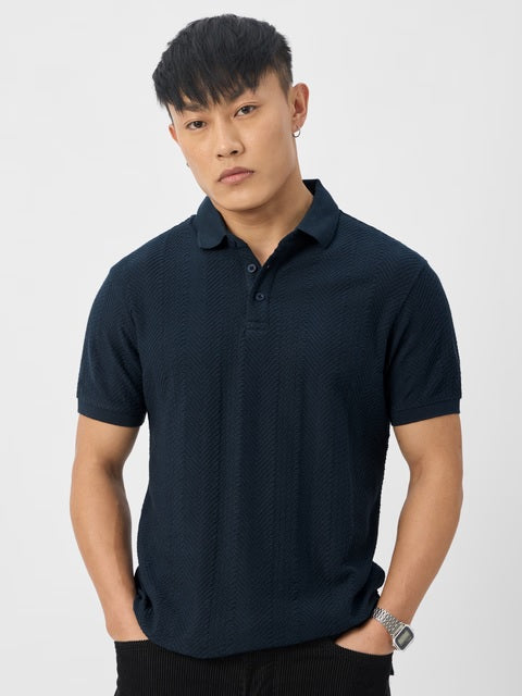 Textured Polo Navy Polos